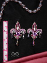 Abhinaya - The Dramatic Drop - Stones, Dabka And Glass Drops Hand Embroidered Earrings