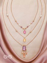 The Ravishing Rhinestones - Golden Multilayer Neckpiece With Anti-Tarnish Coating