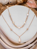 Sea Life Splendor - Statementtwo Layered Necklace With Anti-Tarnish Coating 