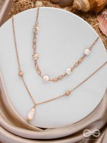 Sea Life Splendor - Statementtwo Layered Necklace With Anti-Tarnish Coating 