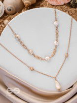 Sea Life Splendor - Statementtwo Layered Necklace With Anti-Tarnish Coating 