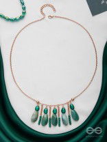 Nature's Emerald Paradise- Golden Playful Neckpiece With Anti-Tarnish Coating 