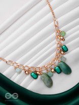 The Green Dream - Golden Chunky Neckpiece With Anti-Tarnish Coating 