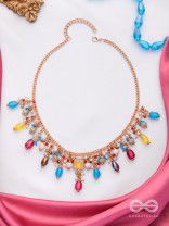Mushita - The Ravishing Charisma - Golden Embellished Multicolor Neckpiece With Anti-Tarnish Coating 