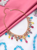 Mushita - The Ravishing Charisma - Golden Embellished Multicolor Neckpiece With Anti-Tarnish Coating 