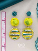 Viroka - Out & Loud - Beads Hand Embroidered Earrings (Yellow & Teal)
