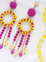 WILDFIRE SPIRIT - BOLD AND STATEMENT DANGLER EARRINGS (PINK & YELLOW)