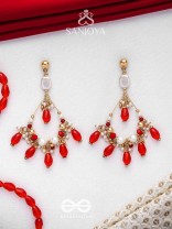 Ratulya - The Red Romance - Golden Embellished Statement Earrings