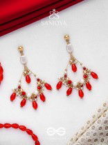 Ratulya - The Red Romance - Golden Embellished Statement Earrings