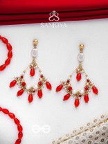 Ratulya - The Red Romance - Golden Embellished Statement Earrings