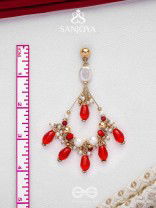 Ratulya - The Red Romance - Golden Embellished Statement Earrings