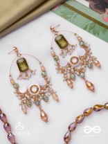 Navodha - The Wedded Dazzle - Statement Golden And Green Embellished Earrings