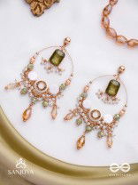 Navodha - The Wedded Dazzle - Statement Golden And Green Embellished Earrings