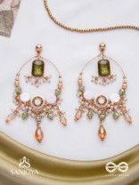 Navodha - The Wedded Dazzle - Statement Golden And Green Embellished Earrings