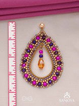 Vilobhanam - The Bittersweet Temptation - Golden Embellished Hand Embroidered Statement Earrings (Pink & Purple)