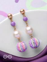 SUBTLE SPRING SYMPHONY - CUTE BEADED EARRINGS (PURPLE, GREEN & PINK)