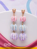 COTTON CANDY CHARMS -  CUTE BEADED EARRINGS (PURPLE, BLUE & PINK)