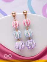 COTTON CANDY CHARMS -  CUTE BEADED EARRINGS (PURPLE, BLUE & PINK)