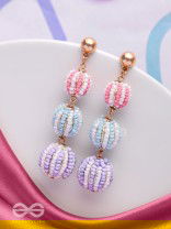 COTTON CANDY CHARMS -  CUTE BEADED EARRINGS (PURPLE, BLUE & PINK)