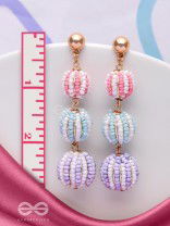 COTTON CANDY CHARMS -  CUTE BEADED EARRINGS (PURPLE, BLUE & PINK)