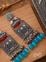 THE AZZURE RUBIES - EMBELLISHED OXIDISED EARRINGS