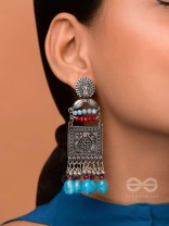 THE AZZURE RUBIES - EMBELLISHED OXIDISED EARRINGS