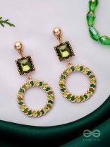 GREEN OPULENCE - SQUARE GEMSTONE DROP EARRINGS