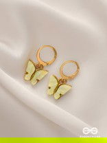 TAKE THE SKY LIKE A BUTTERFLY - CUTE GOLDEN DANGLER EARRINGS (LEMON YELLOW)