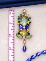 Srotah - The Castle Waves - Stones, Beads And Glass Drops Hand Embroidered Earrings