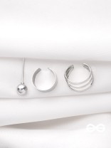 THE PERFECT TRIO -  TWO EARCUFF & ONE STUD (ONE EAR)(SILVER)