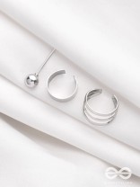 THE PERFECT TRIO -  TWO EARCUFF & ONE STUD (ONE EAR)(SILVER)