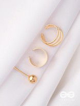 THE PERFECT TRIO - TWO EARCUFF & ONE STUD (ONE EAR) (GOLD)