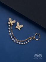 IN-FLIGHT DELIGHT - GOLDEN EAR-CUFF & STUD-EARRING