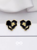 YOUR DARK LOVE- GOLDEN ENAMELLED STUDS (BLACK)