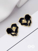 YOUR DARK LOVE- GOLDEN ENAMELLED STUDS (BLACK)