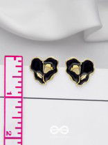 YOUR DARK LOVE- GOLDEN ENAMELLED STUDS (BLACK)