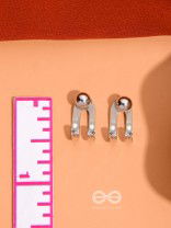 GLEAMING CRESCENT - SILVER STUD EARRINGS