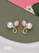 BUDDING PEARLS - PINK AND GOLDEN STUDS