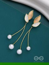 ALWAYS AN ANGEL - PEARL & ENAMELLED EAR JACKETS (GOLD & WHITE)