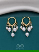 SWIRLS 'N TWIRLS - GOLDEN PEARLS DROP EARRINGS