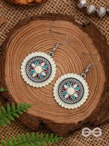 THE MANDALA EFFECT - EMBELLISHED OXIDISED EARRINGS (WHITE)
