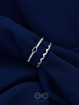 LIFE IN A ZIG-ZAG- SET OF 2 ADJUSTABLE SILVER RINGS