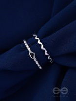 LIFE IN A ZIG-ZAG- SET OF 2 ADJUSTABLE SILVER RINGS