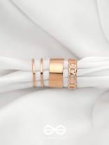 BANDS N CHAINS- SET OF 3 ADJUSTABLE GOLDEN RINGS