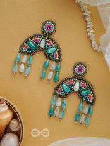 SAMANVITA - THE HARMONIOUS MELANGE - SEQUINS, BEADS AND MARBLE DROP EMBROIDERED EARRINGS (MULTICOLOR)