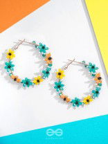 Spring's Escape - Floral Hoop Earrings