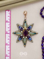 Nakshatrika - The Celestial Sparkle - Stone, Beads And Dabka Hand Embroidered Earrings (Multicolor)