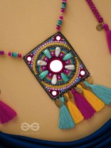 ABHATI - THE BRIGHT APPEARING - BEADS, SEQUINS, MIRROR AND METAL COINS EMBROIDERED NECKPIECE