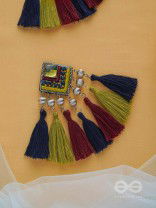 Abhipreta - The Cherished Glow - Stone, Beads And Resham Hand Embroidered Earrings