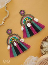 VILASITA - THE ENCHANTING SPLENDOR - BEADS, SEQUINS AND SHELLS EMBROIDERED EARRINGS